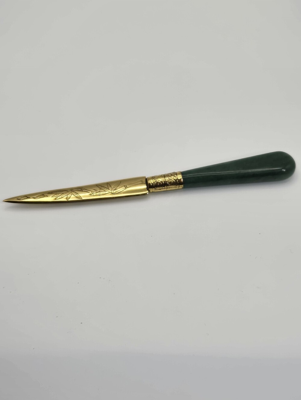 Vintage Brass Letter Openers Possibly Gumps Of San Francisco Aventurine & Agate - Picture 2 of 12